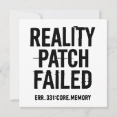 Reality Patch Mislukt - Glitchende Typografie Kaart (Voorkant)