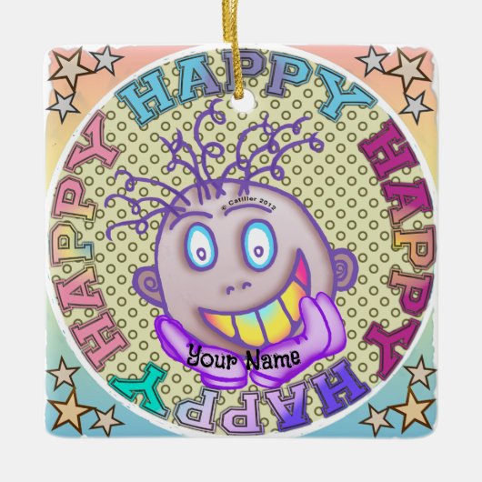 Really Happy Face Keramisch Ornament (Voorkant)