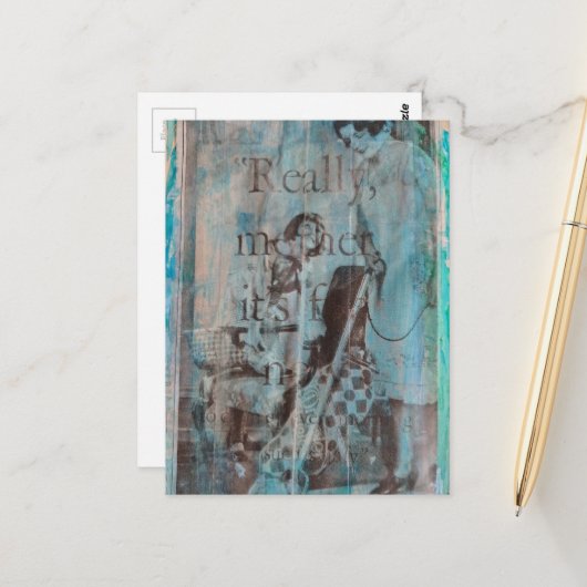 Really Mother a Vacuum Cleaning Collage Briefkaart (Voorkant / Achterkant in situ)