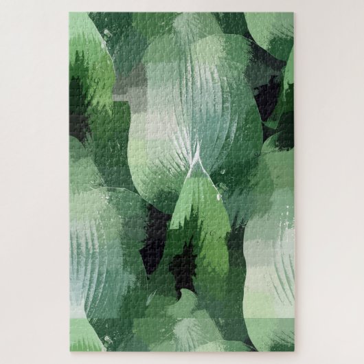 Realm of Green Contemmodern Linear Jigzaag Puzzle Legpuzzel (Verticaal)