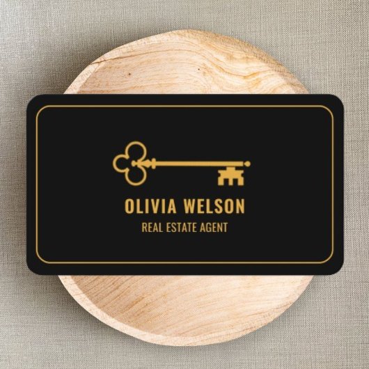Realtor Agent Elegant Goud & Zwart Professional Visitekaartje