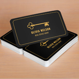 Realtor Agent Elegant Goud & Zwart Professional Visitekaartje