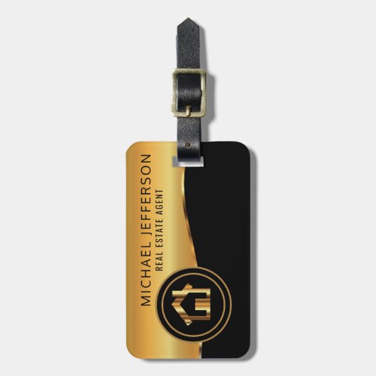 Realtor Agent - zwart en goud Bagagelabel (Voorkant verticaal)