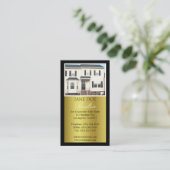 Realtor B/W Photo Script Gold Metallic Visitekaartje (Staand voorkant)