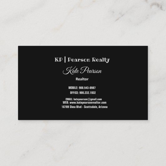 Realtor Black Red White Theme Real Estate Visitekaartje (Achterkant)