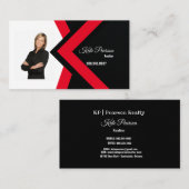 Realtor Black Red White Theme Real Estate Visitekaartje (Voorkant / Achterkant)