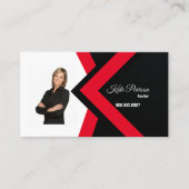 Realtor Black Red White Theme Real Estate Visitekaartje (Voorkant)