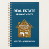 REALTOR Blauwgroen Glitter REAL ESTATE Appointes Planner (Voorkant)