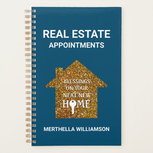 REALTOR Blauwgroen Glitter REAL ESTATE Appointes Planner (Voorkant)