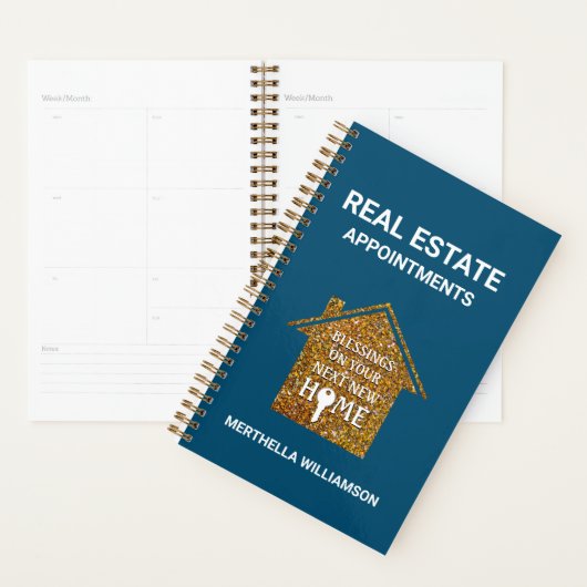 REALTOR Blauwgroen Glitter REAL ESTATE Appointes Planner (Display)
