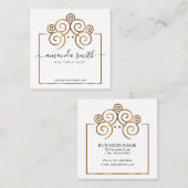 Realtor branding met boomhut in goud vierkante visitekaartje (Voorkant / Achterkant)