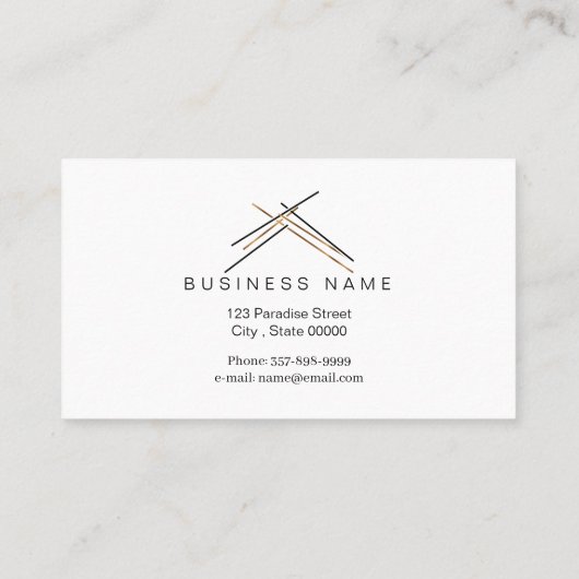 Realtor-branding met dak in gouden kleur visitekaartje (Achterkant)