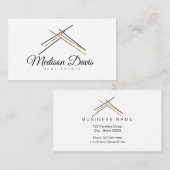 Realtor-branding met dak in gouden kleur visitekaartje (Voorkant / Achterkant)