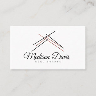 Realtor-branding met dakdak in roos goud  visitekaartje