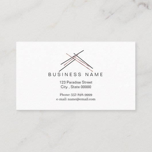 Realtor branding met huisdak in roos goud visitekaartje (Achterkant)