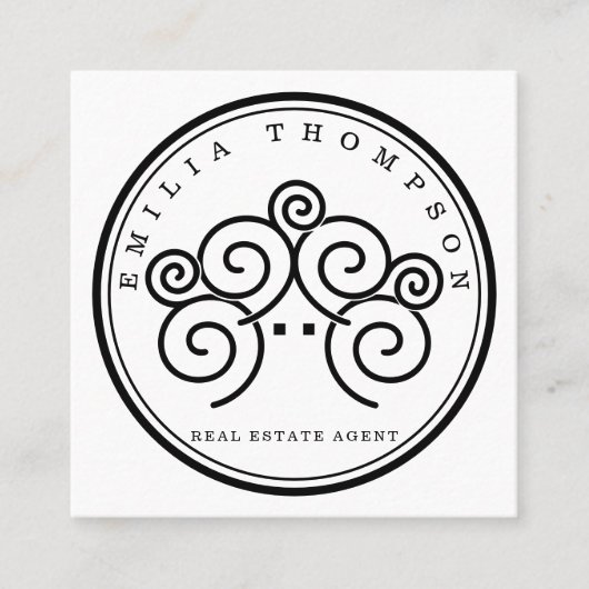 Realtor branding met stamp tree house vierkante visitekaartje (Voorkant)