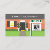 Realtor Brick House Verkocht Sign Visitekaartje (Achterkant)