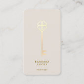 Realtor Broker Mortgage Sand Gold Key Minimal Visitekaartje (Voorkant)