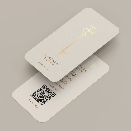 Realtor Broker Mortgage Sand Gold Key Minimal Visitekaartje