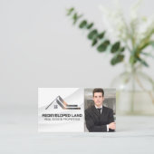 Realtor Business Man | Logo van onroerend goed Visitekaartje (Staand voorkant)