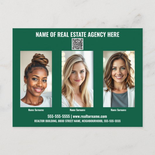 Realtor business marketing briefkaart groen wit (Voorkant)