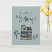 Realtor Client House Happy Birthday Card Kaart (Gele Bloem)