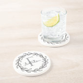 Realtor Closing Gift Wreath Monogram Zandsteen Onderzetter (Zijkant)