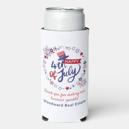 Realtor dank u | 4 juli Zomer Patriottisch Seltzer Blikjeskoeler (Seltzer Voorkant)