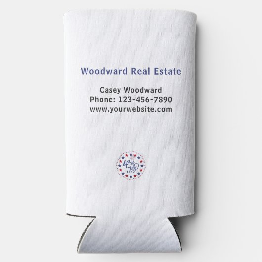 Realtor dank u | 4 juli Zomer Patriottisch Seltzer Blikjeskoeler (Achterkant)