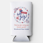 Realtor dank u | 4 juli Zomer Patriottisch Seltzer Blikjeskoeler (Voorkant)