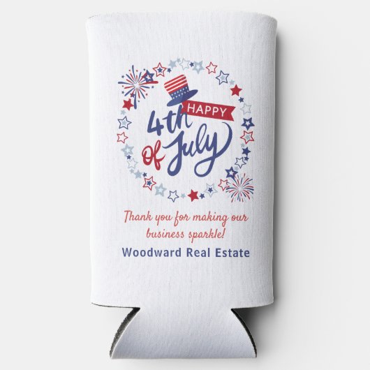 Realtor dank u | 4 juli Zomer Patriottisch Seltzer Blikjeskoeler (Voorkant)