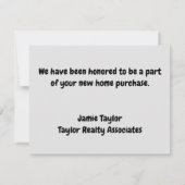 Realtor Dank u  Huis Schets onroerend goed Kaart (Achterkant)