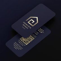 Realtor Donker Marine Blauw Goud Huis Modern Realt