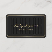 Realtor Elegant Modern Zwart Goud Lijst Visitekaartje (Voorkant)