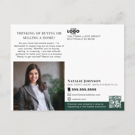 Realtor Farming Mailer Real Estate Marketing Logo Briefkaart (Achterkant)