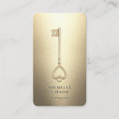 Realtor Faux Gold Key Elegant Modern Monogram Visitekaartje (Voorkant)