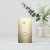 Realtor Faux Gold Key Elegant Modern Monogram Visitekaartje (Staand voorkant)