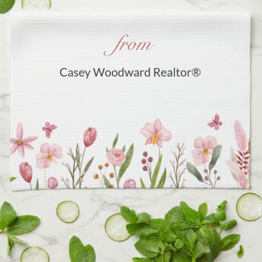 Realtor Gefeliciteerd Gepersonaliseerde Bloemen Theedoek (Gevouwen)