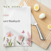 Realtor Gefeliciteerd Gepersonaliseerde Bloemen Theedoek (Quarter Fold)