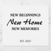 Realtor Gift aan Cliënten, Nieuw Huisgift, Huiseig Sparkling Wijnetiket (Enkel label)