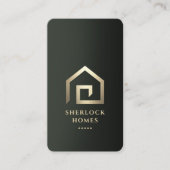 Realtor Gold House Architect Modern Donkergroen Visitekaartje (Voorkant)