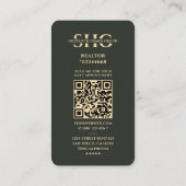 Realtor Gold House Architect Modern Donkergroen Visitekaartje (Achterkant)