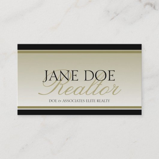 Realtor Gold Script fade Real Estate Agent Broker Visitekaartje (Voorkant)