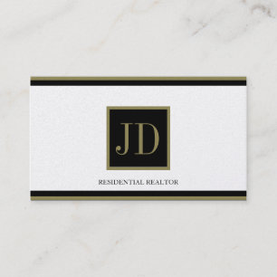 Realtor Golden Black/Gold Square Monogram Plaque Visitekaartje