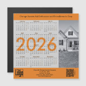 Realtor Gray Orange 2026 Calendar Magnet (Voorkant / Achterkant)