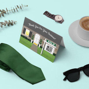 Realtor Grey Brick House Verkocht teken Dank u kaa Bedankkaart