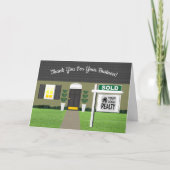 Realtor Grey House Verkocht Teken Bedankt Card (Voorkant)
