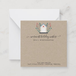 Realtor Home Holiday Winter Greenery Logo Notitiekaartje