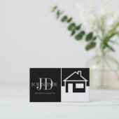 Realtor House/Paper Black Platinum Visitekaartje (Staand voorkant)