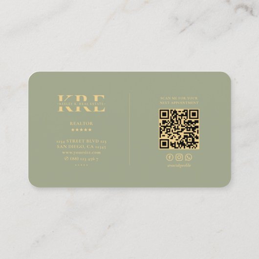 Realtor Hypotheek Adviseur Modern Sage Visitekaartje (Achterkant)